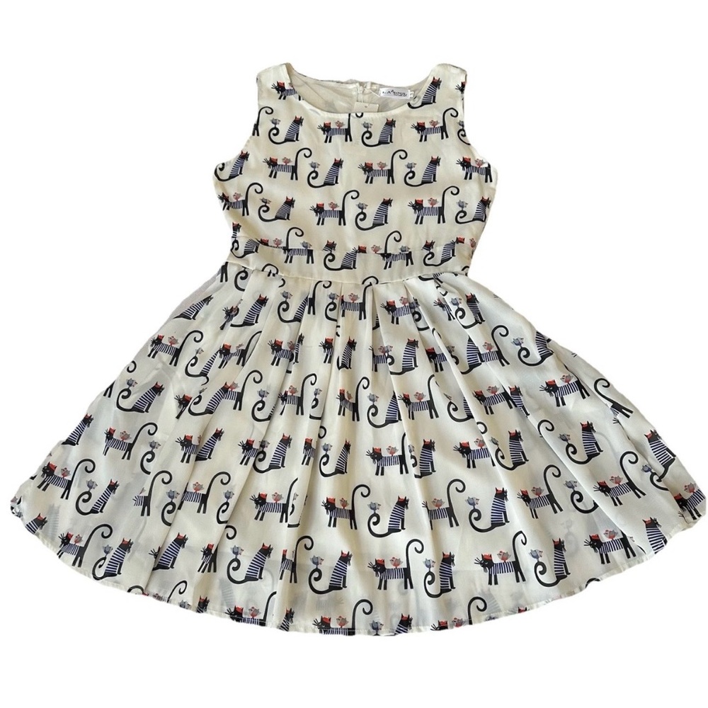 LA Soul Paris Cat All Over Print Skater Dress A-Line Pockets-S-Novelty Whimsical